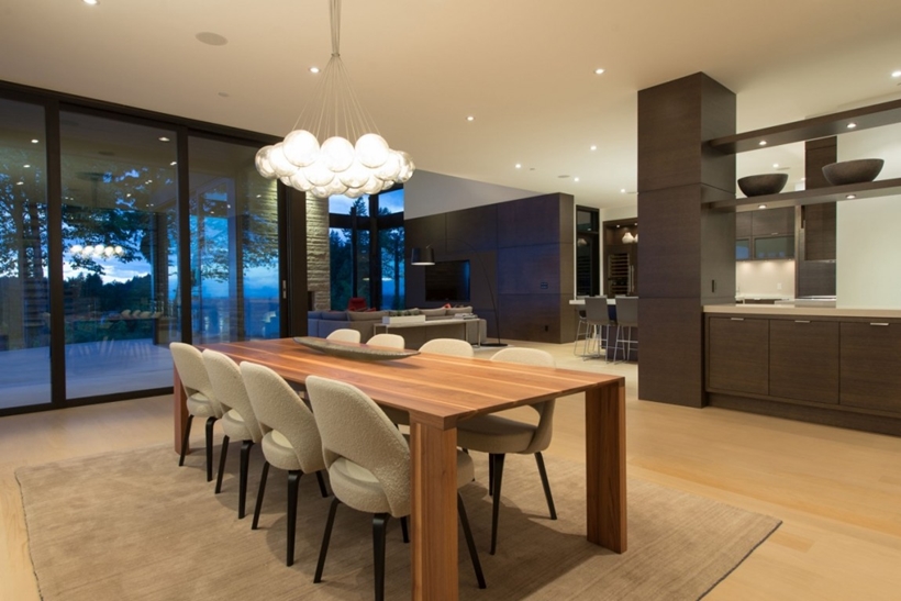 World Of Architecture Elegant Modern House In West Vancouver Canada Dining Table In Elegant Modern House West Vancouver Canada