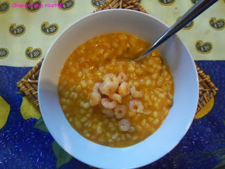 MINESTRA D'ORZO CON FUNGHI PORCINI E GAMBERETTI