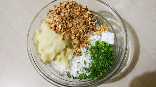 Add Sago Potatoes Peanuts Cumin Seeds Green Chili Ginger Coriander Leaves Salt And Lemon Juice
