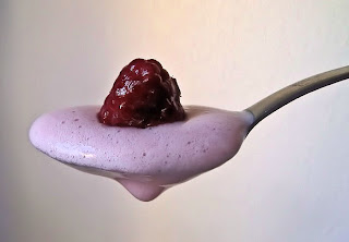 Raspberry white chocolate yogurt mousse