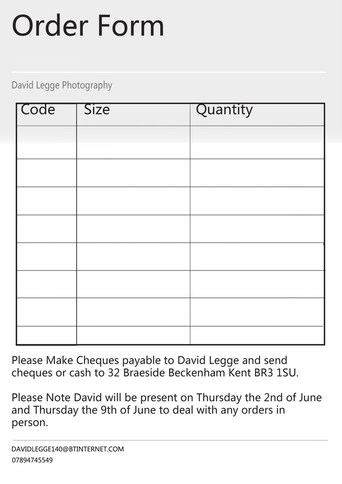 how to make an order form