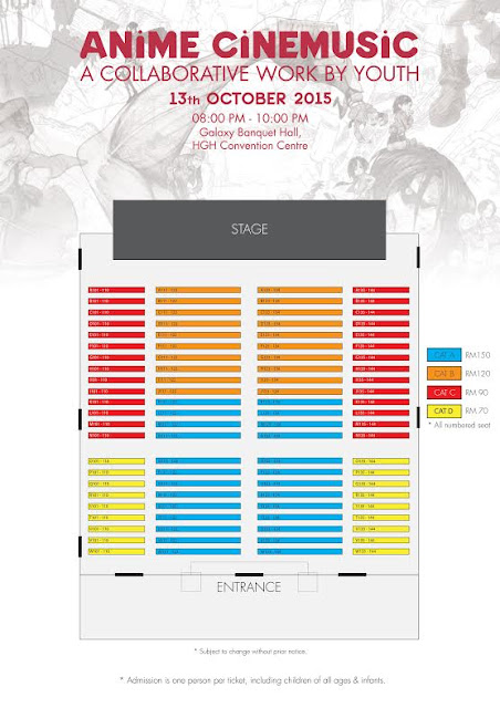 The seat arrangements. Anime Cinemusic Seating Poster