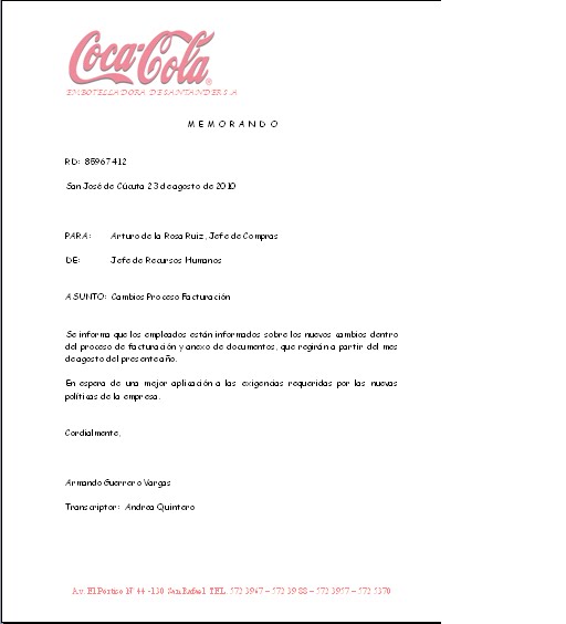 formato para memorandum