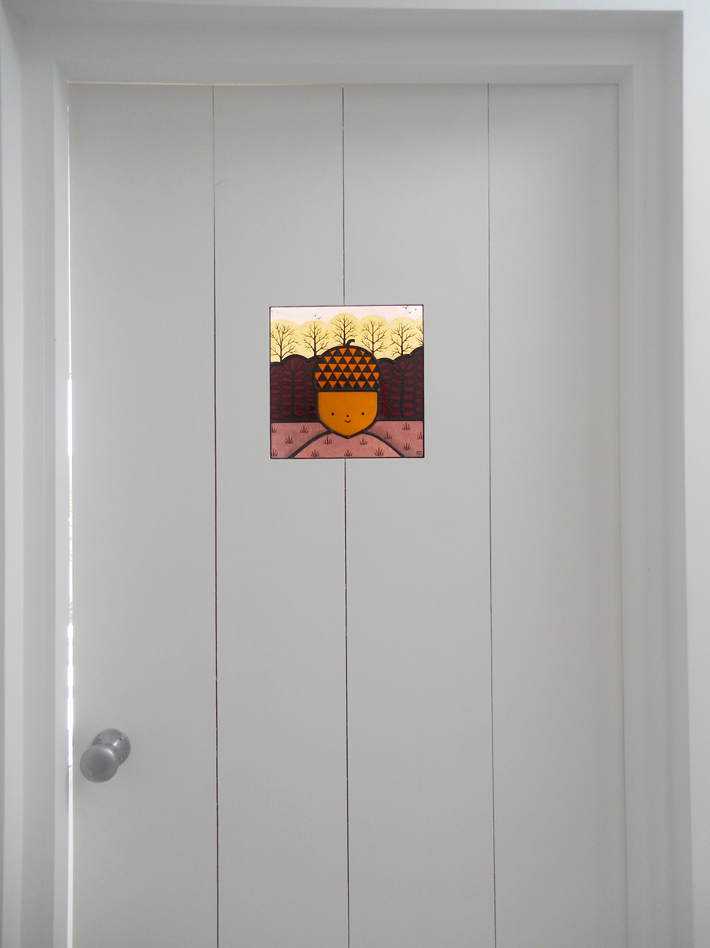 Through The Round Window Spring & Autumn Contemporary Stained Glass Door Panels