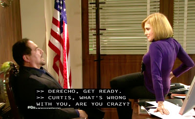 Behold, the look of abject horror on Derecho's face.