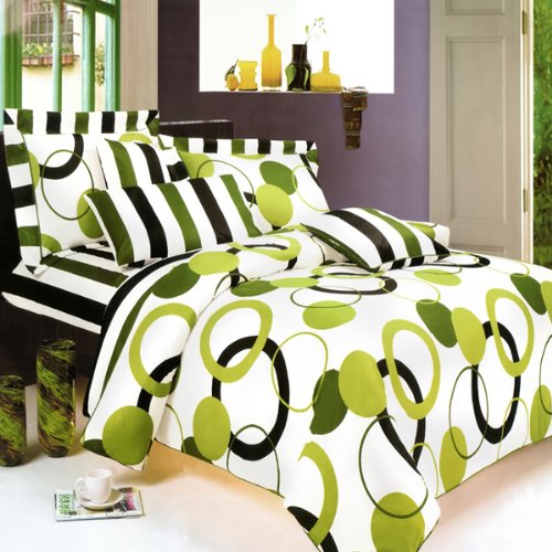 Lime Green Black and White Bedding