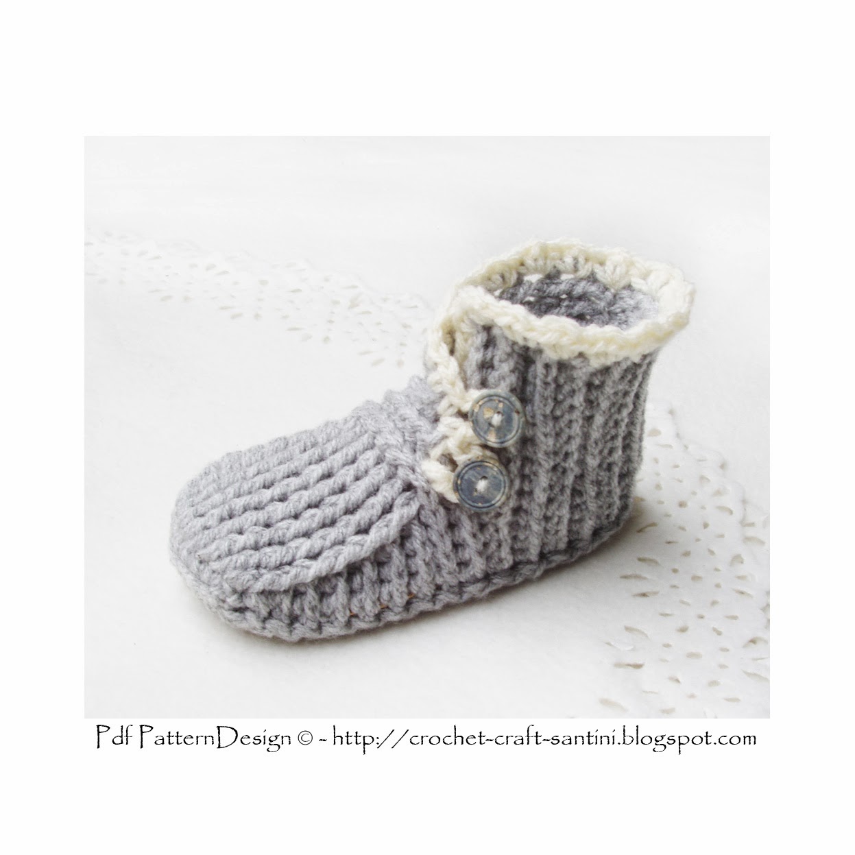 WRAP AND BUTTON BABY BOOTIES CROCHET PATTERN!