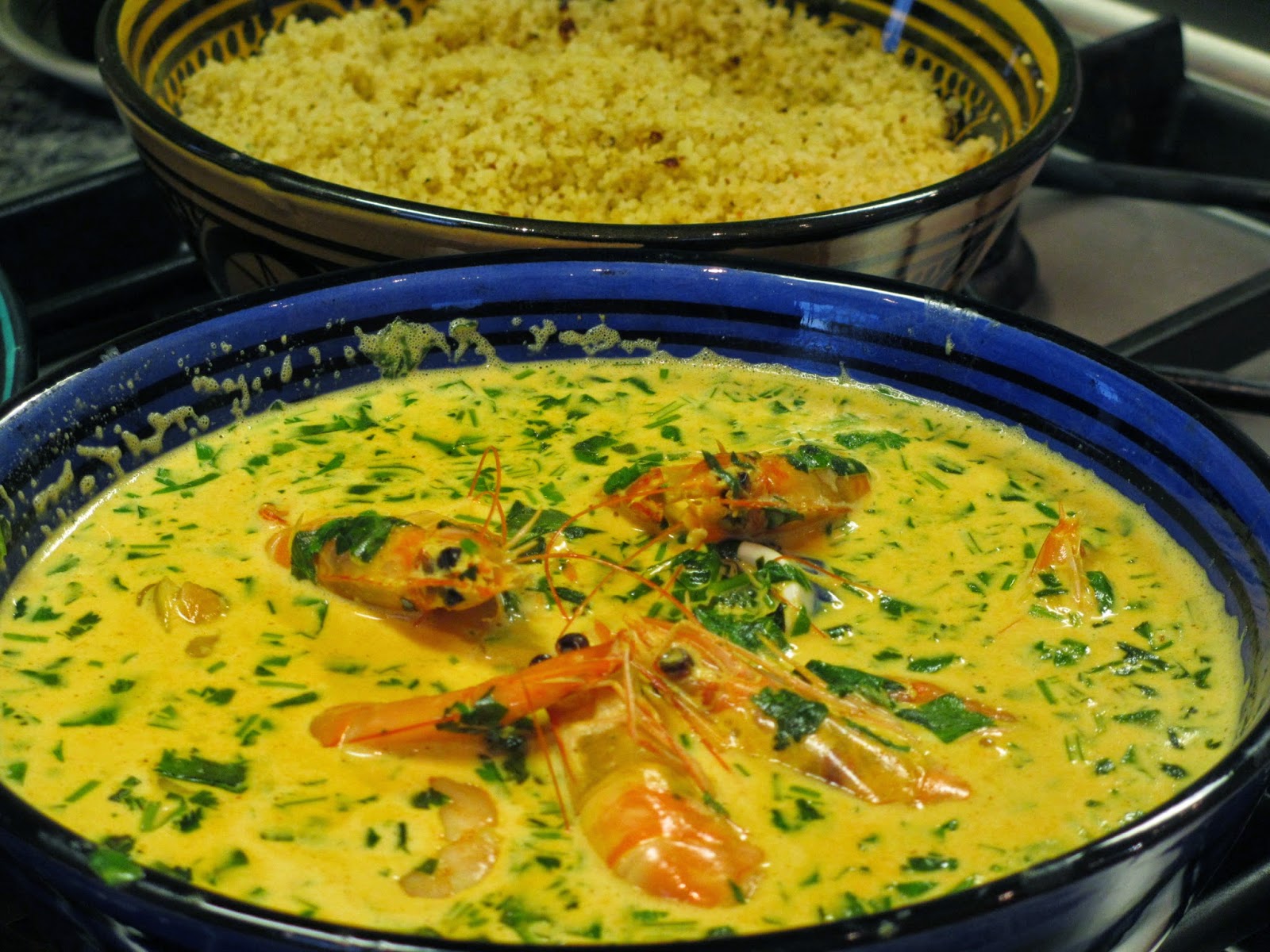 Maroque Spicy couscous with aromatic shellfish broth