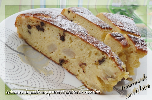 Gourmande Sans Gluten Gateau A La Poele Aux Poires Et Pepites De