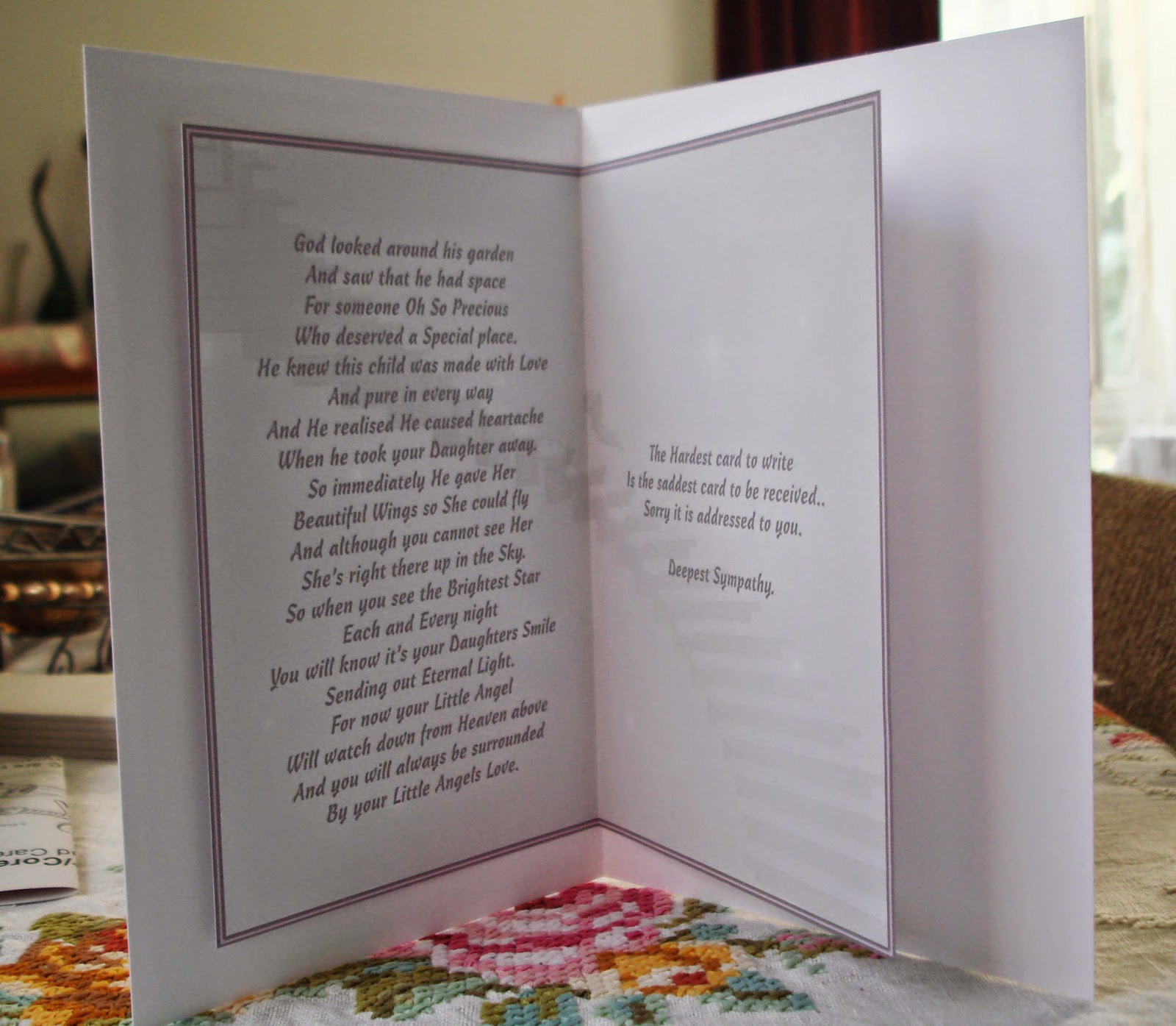 Lorraine Lives Here Sympathy card for a baby girl