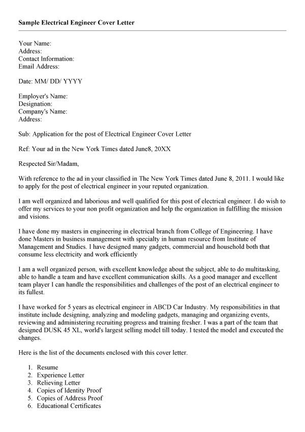 Ben Jobs Surat Lamaran Kerja Electrical Engineer