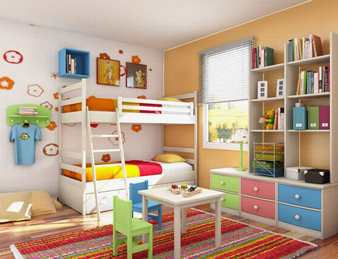 colorful children bedroom decorating