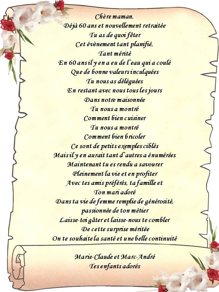 marieclaude et compagnie: 60 ans pour ma maman