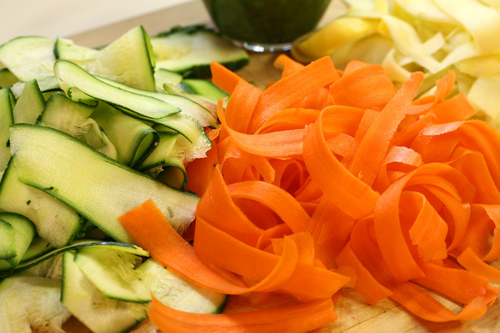 Basil Pesto & Vegetable Ribbons Saving Room for Dessert