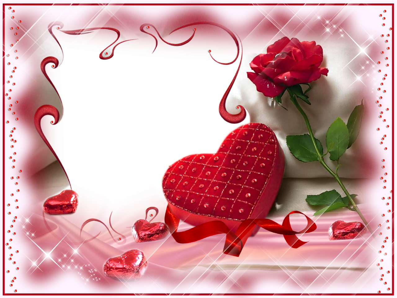 newpngs RomanticPhotoFrameWithRedRose