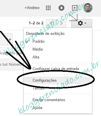 Configurações gmail