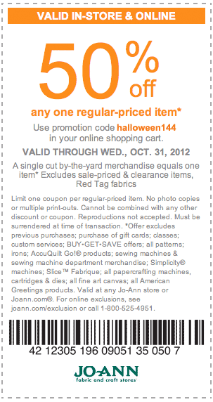 Joann fabrics discount coupons