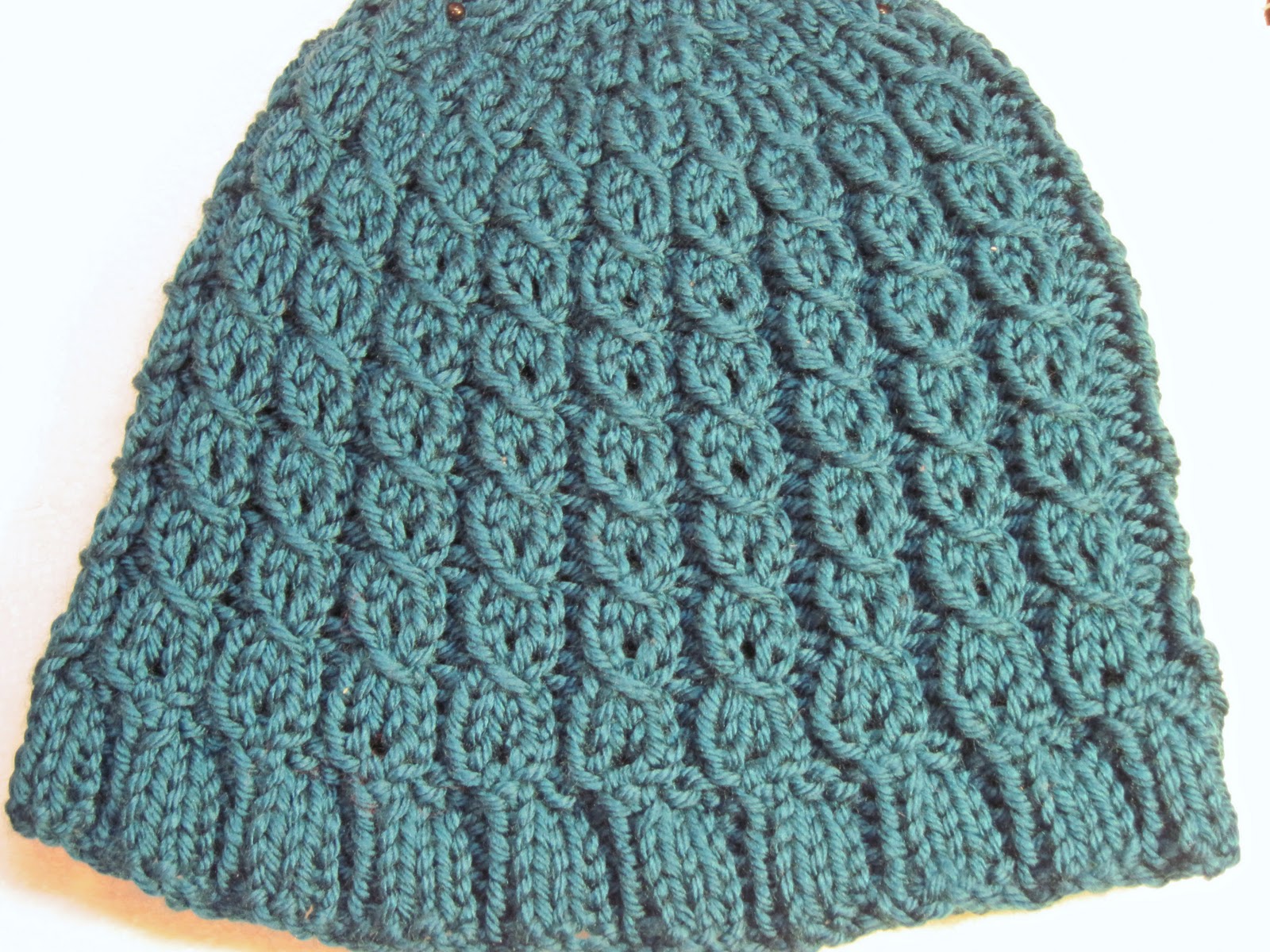 Bella's Crafty Mom Teal Mock Cable Hat