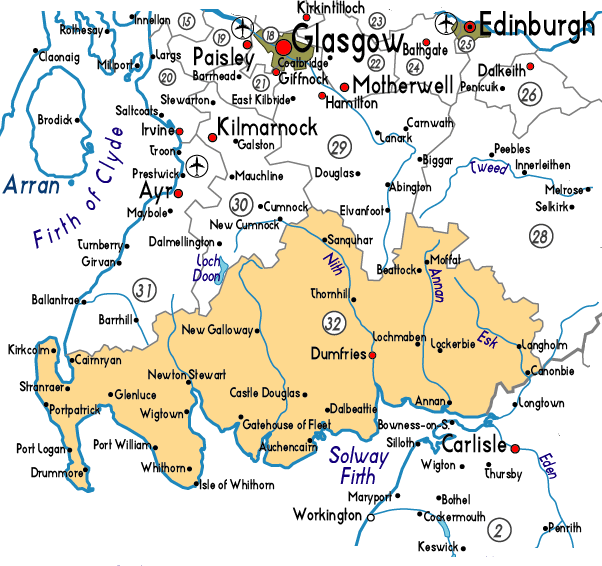 Map of Scotland Country and City