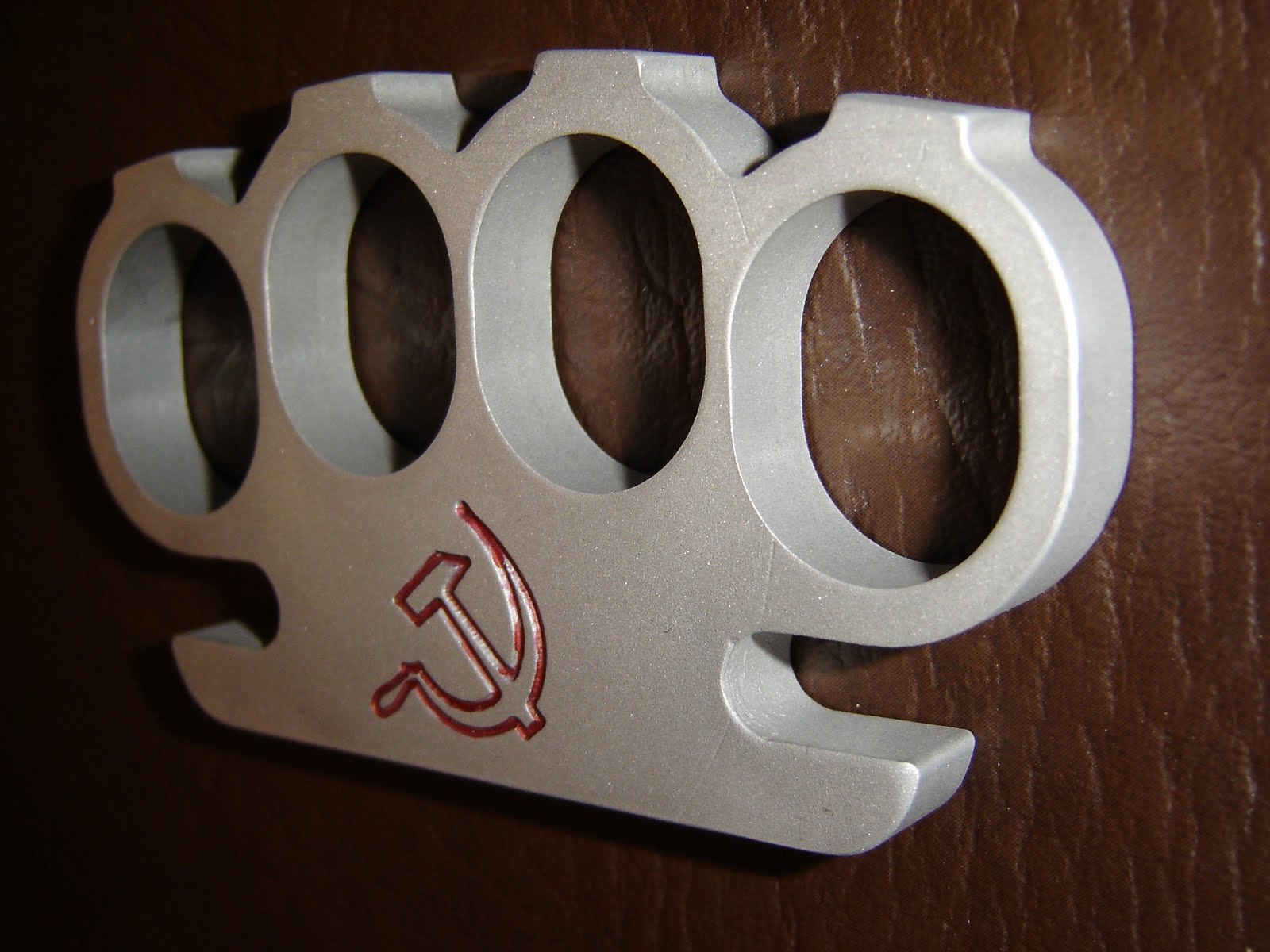Jakey's weapon blog Hammer and sickle engraved aluminum knuckle duster