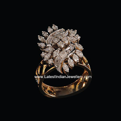 diamond ring stone triple wild flower type crafted marquise karat inlaid baguette diamonds trendy designed round gold