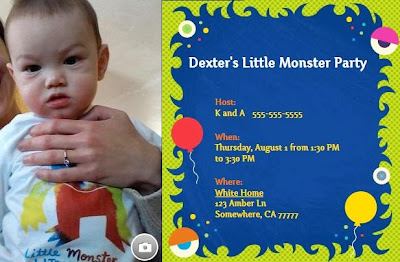 Evite monster birthday party theme invitation