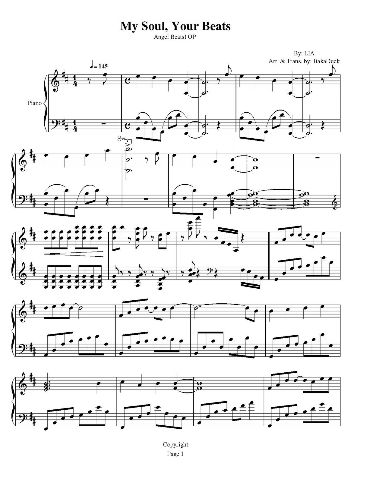 Sierra Phantomhive Piano Partiture