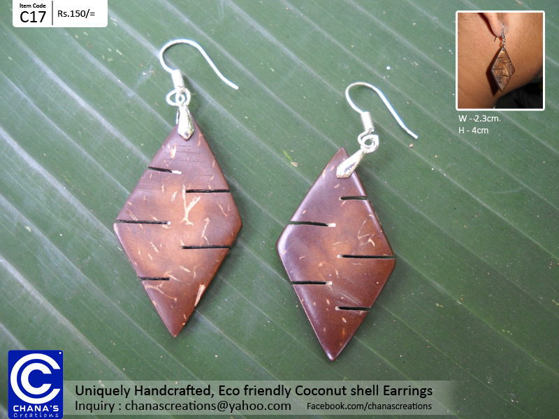Chana's Creations Unique Coconut shell Earrings