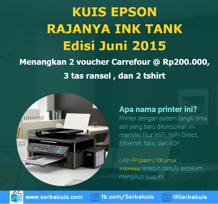 Kuis Epson Ink Tank Juni Berhadiah Voucher, Tas, & Kaos Kuis Epson Ink Tank Juni Berhadiah Voucher, Tas, & Kaos