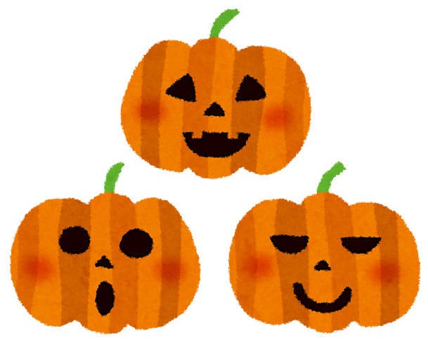 かぼちゃのランタン ３つ かわいい秋のイラスト 10月 ハロウィン 無料素材 Naver まとめ