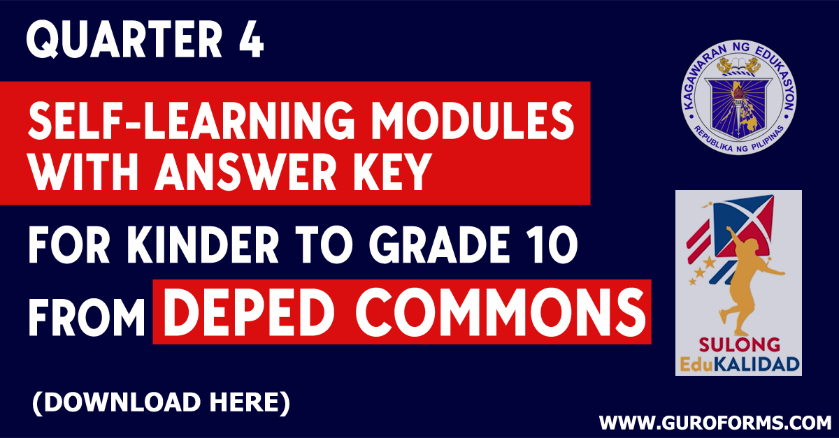 4th Quarter Modules from DepEd Commons (Free download)