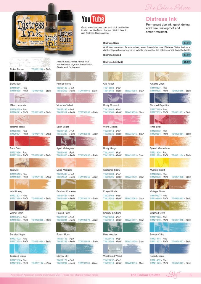 Distress Stain Color Chart