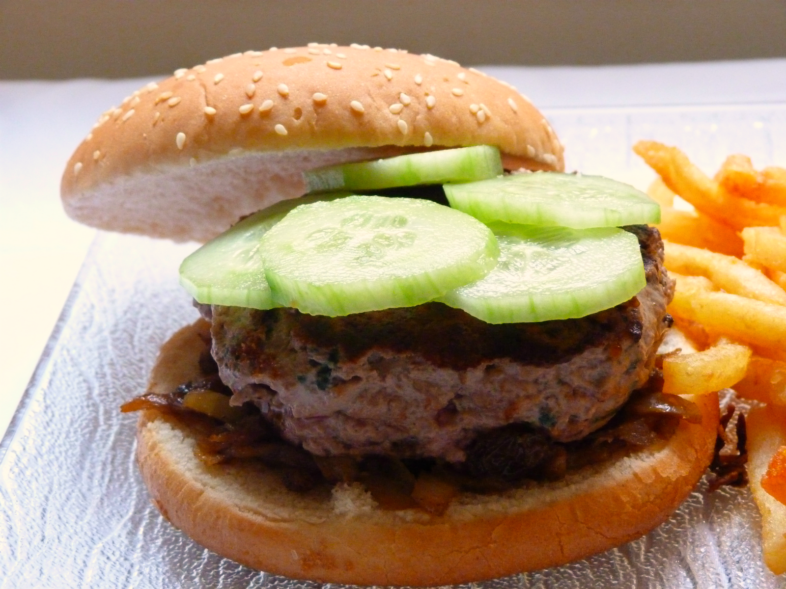 Kitchen & Bakery. Moroccan lamb burgers with caramelized onion and