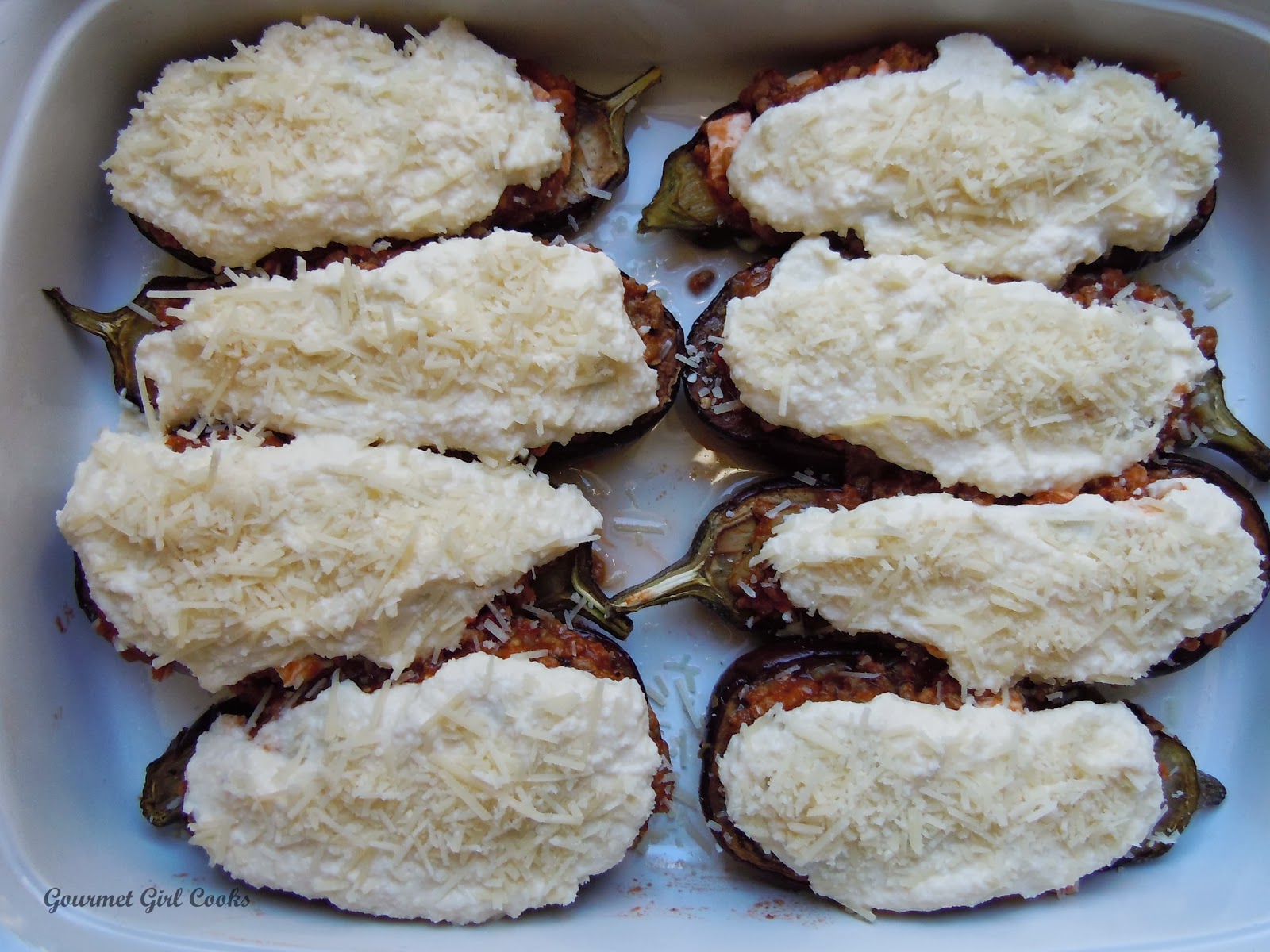 Gourmet Girl Cooks Stuffed Italian Style Eggplant Boats
