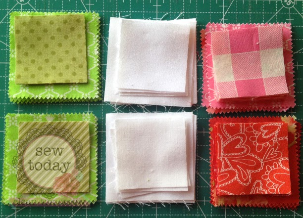 All chopped up and ready to sew. All chopped up and ready to sew.