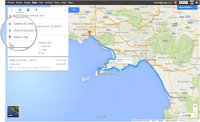 Schermata di Google Maps che mostra come inserire le destinazioni multiple.