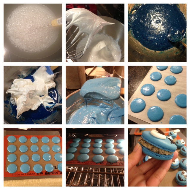 Love and Macarons.: Cookie Monster Macarons!! With a cookie dough