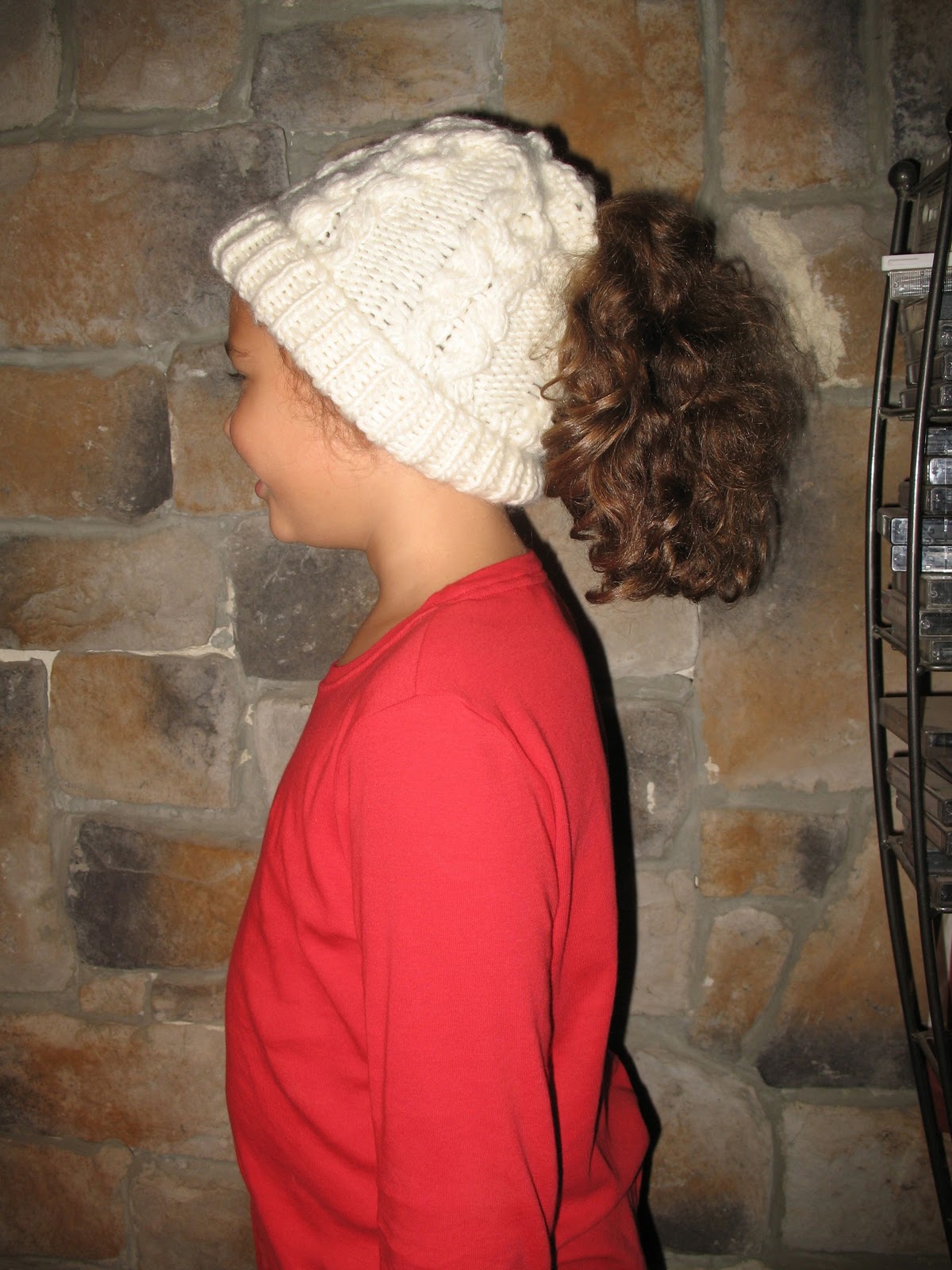 Pin Knit Ponytail Hat Patterns on Pinterest