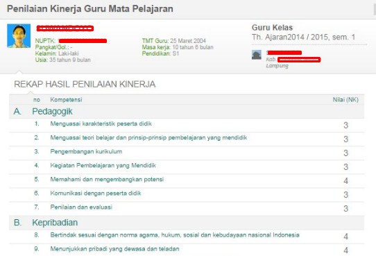 Penilaian Kinerja Guru Pkg 2014 Contoh File