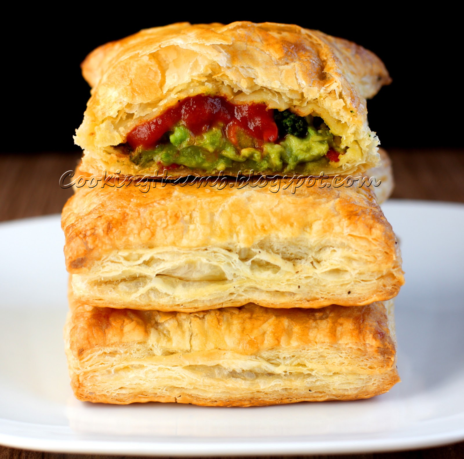 Cooking Thumb Broccoli, Cheese, Avocado, Jalapeno Stuffed Puff Pastry