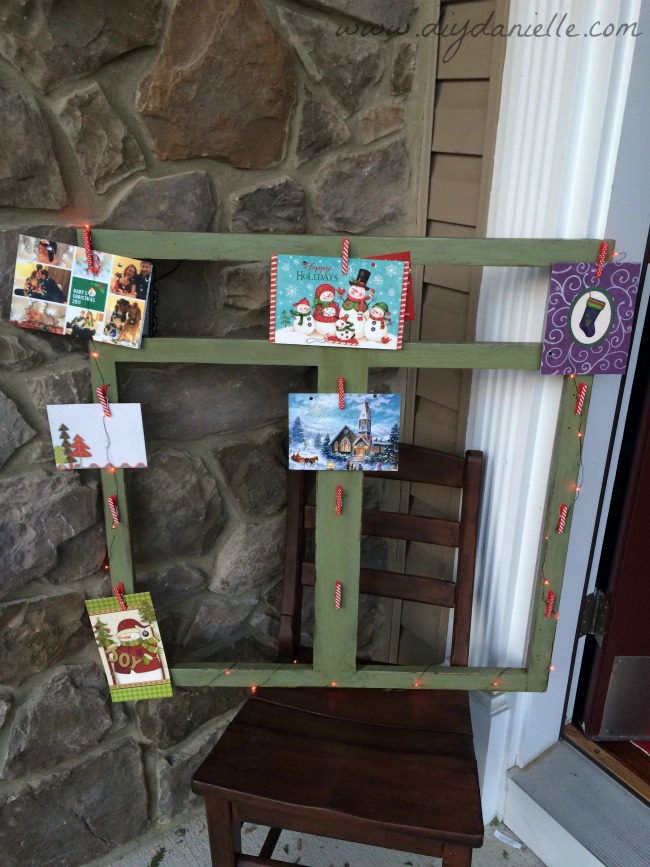 Christmas card display lit up with LED lights. Christmas card display lit up with LED lights.