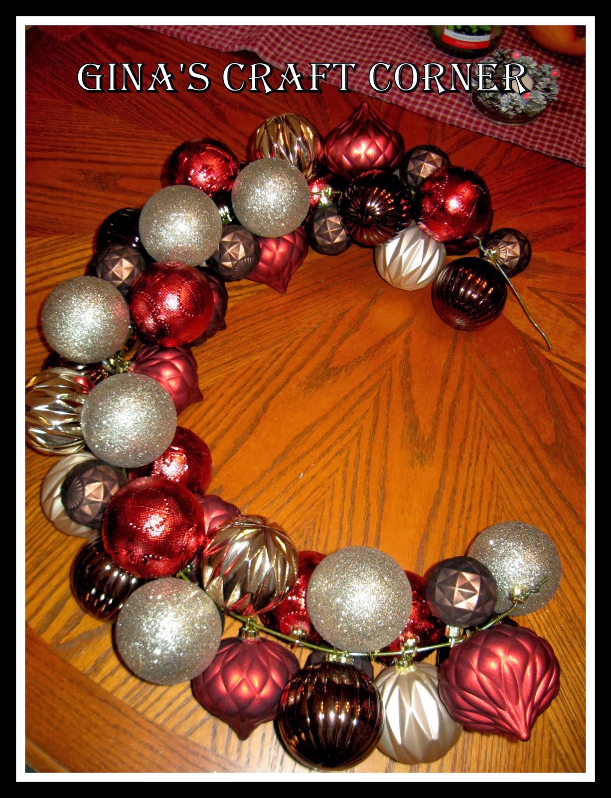 Gina's Craft Corner: How to Make a Christmas Ball Wreath with a Coat Hanger