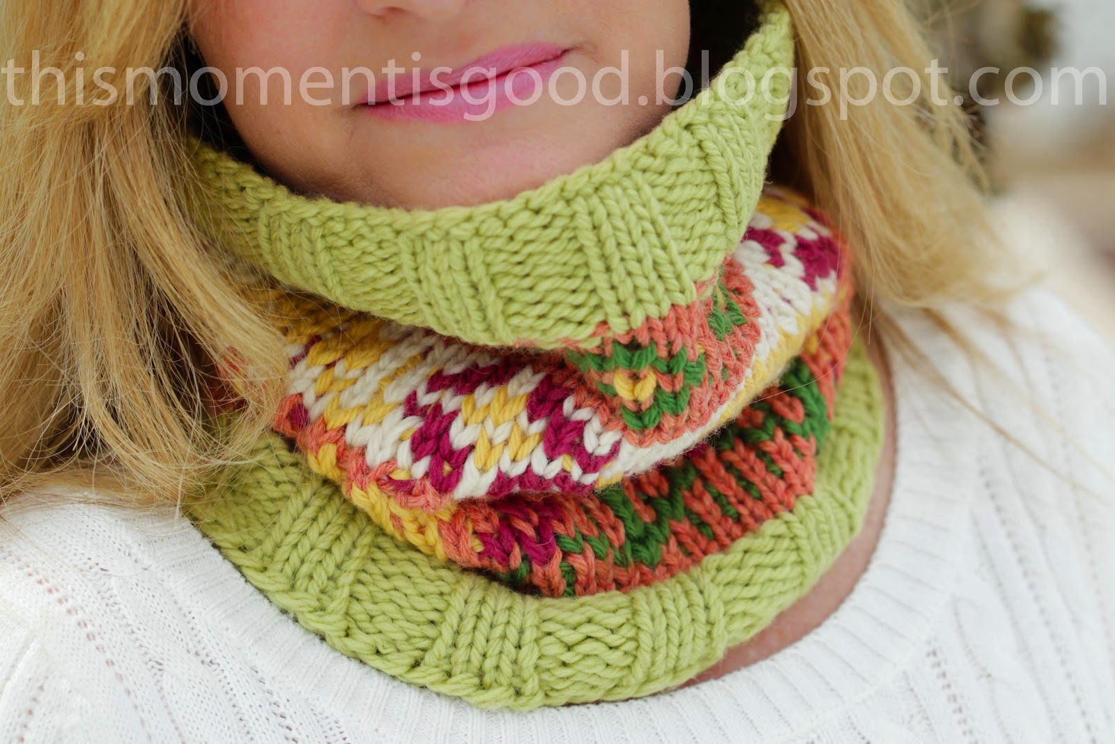 LOOM KNIT FAIR ISLE COWL Loom Knitting by This Moment is Good!