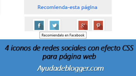 4 iconos de redes sociales con efecto CSS para página web