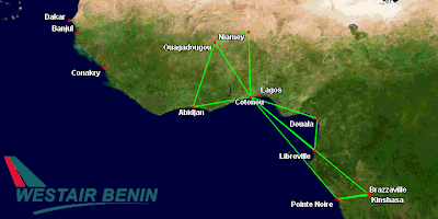 Westair Bénin's current and future network 