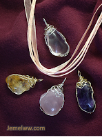 Quartz crystal, Citrine, Rose Quartz, and Amethyst wrapped in sterling silver or gold-filled wire
