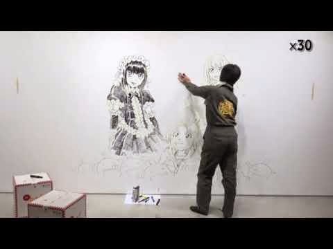絵学動画 石川雅之 もやしもん 完結記念イベントでの壁画制作