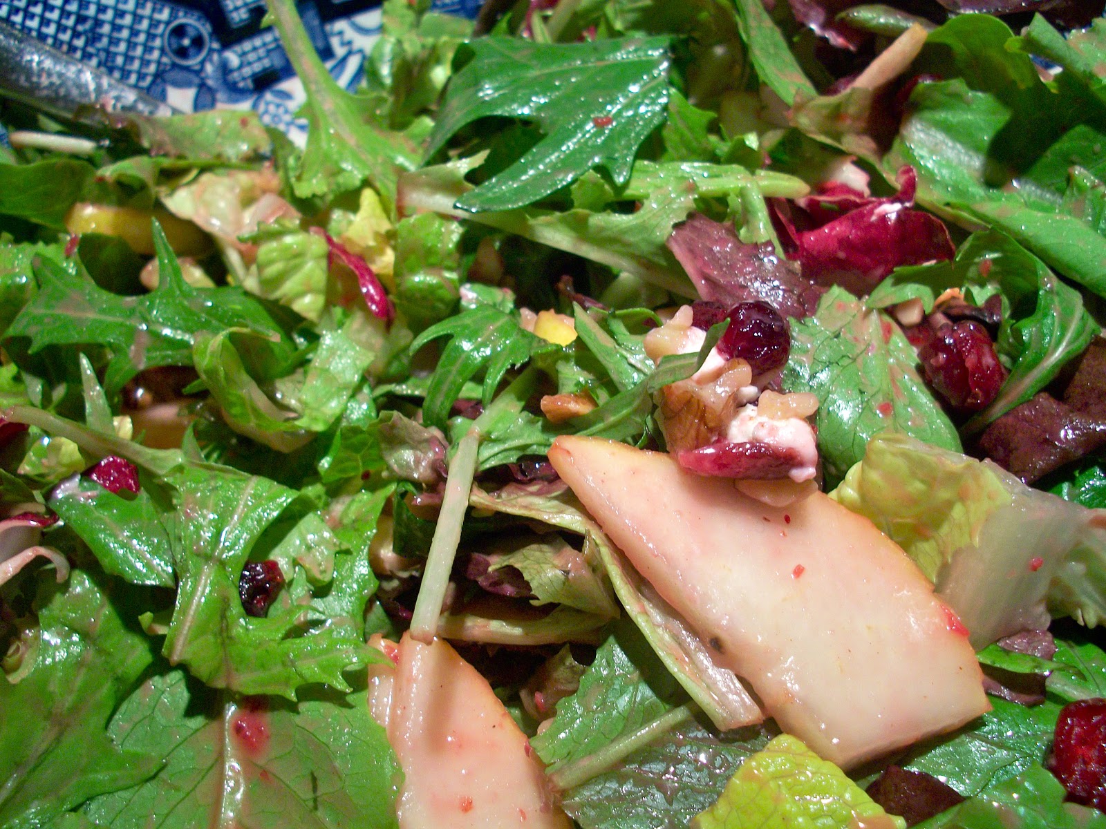 Brooke Bakes Pear, Walnut, and Cranberry Goat Cheese Salad