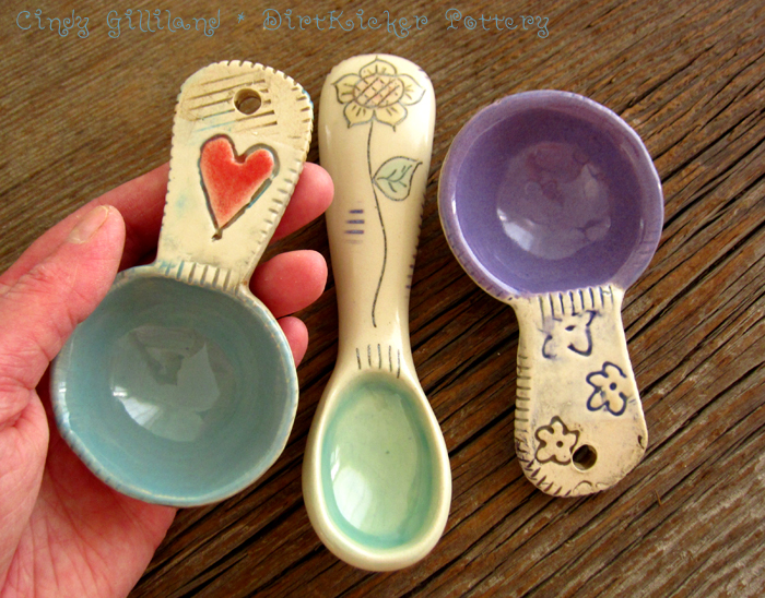 DirtKicker PoTTerY Handmade Coffee Scoops and Kitchen Scoops By