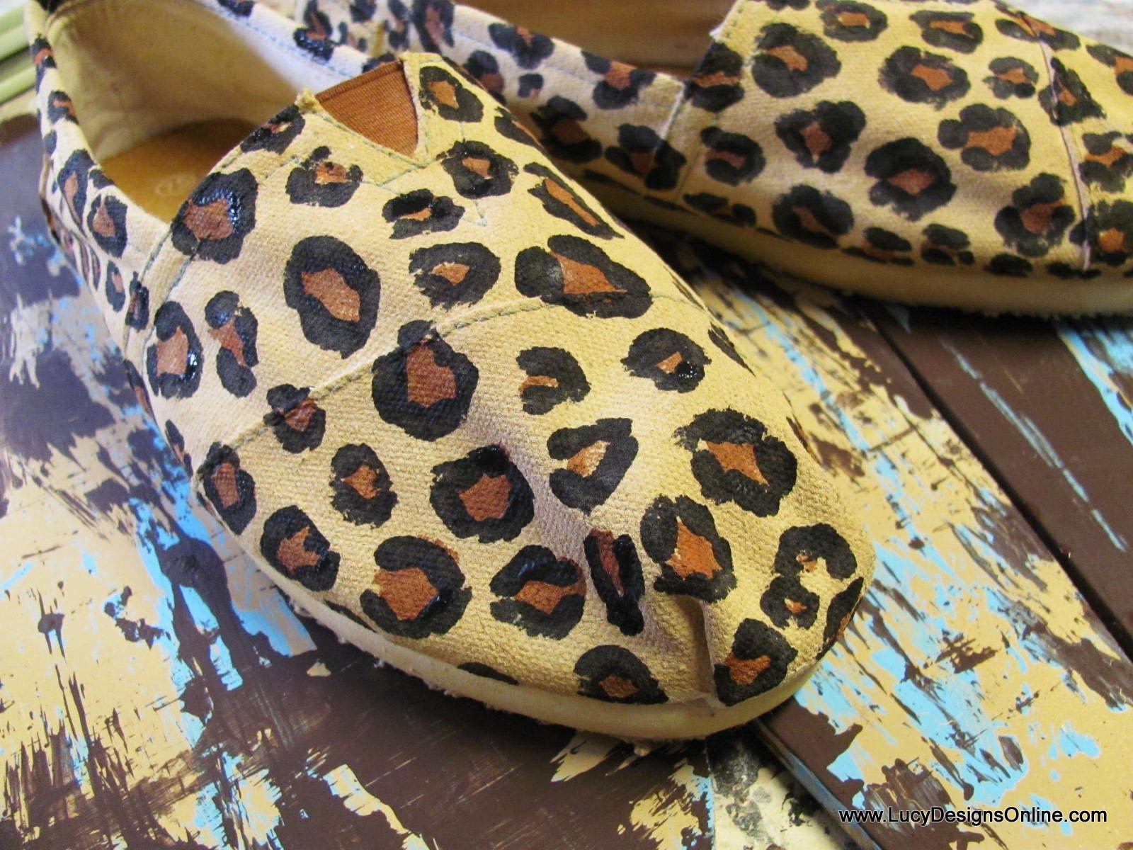 DIY Painted leopard print shoes, hand painted canvas shoes Lucy Designs